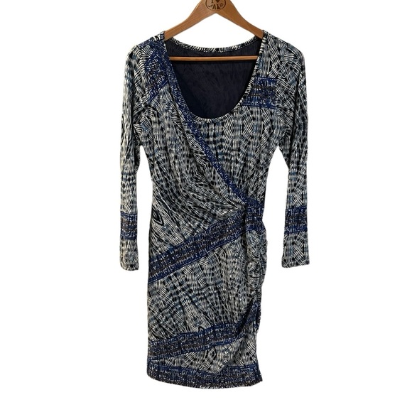 Plenty by Tracy Reese/Anthropologie Long Sleeve Blue Print Faux Wrap Knee-Length - Picture 1 of 5